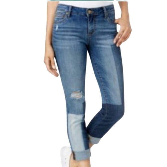 Kut from the Kloth Denim - Kut From The Kloth Catherine Boyfriend Patchwork Jeans Size 10 Frayed Raw Hem